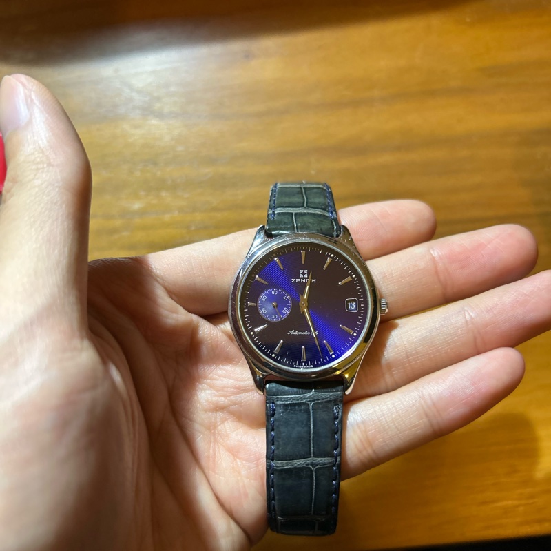 ZENITH Elite 小秒針 背透 深藍色唱片紋面盤 自動上鍊機械錶-7