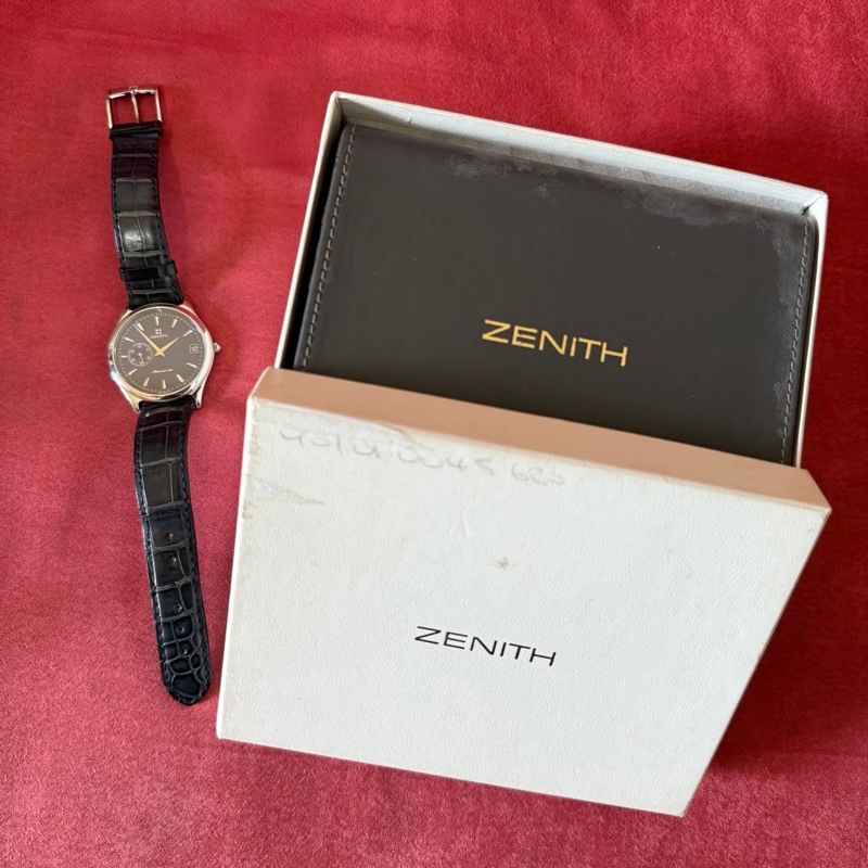 ZENITH Elite 小秒針 背透 深藍色唱片紋面盤 自動上鍊機械錶-14