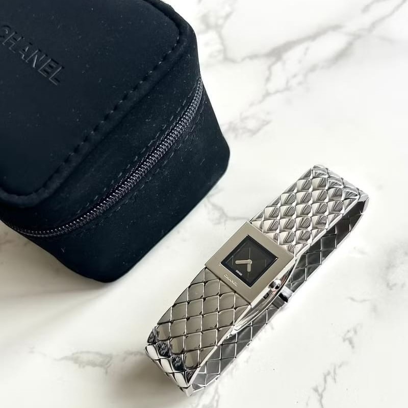 【LA LUNE】絕版古董錶 Chanel Metalaase 黑銀色中古手錶 石英錶 女裝腕錶-6
