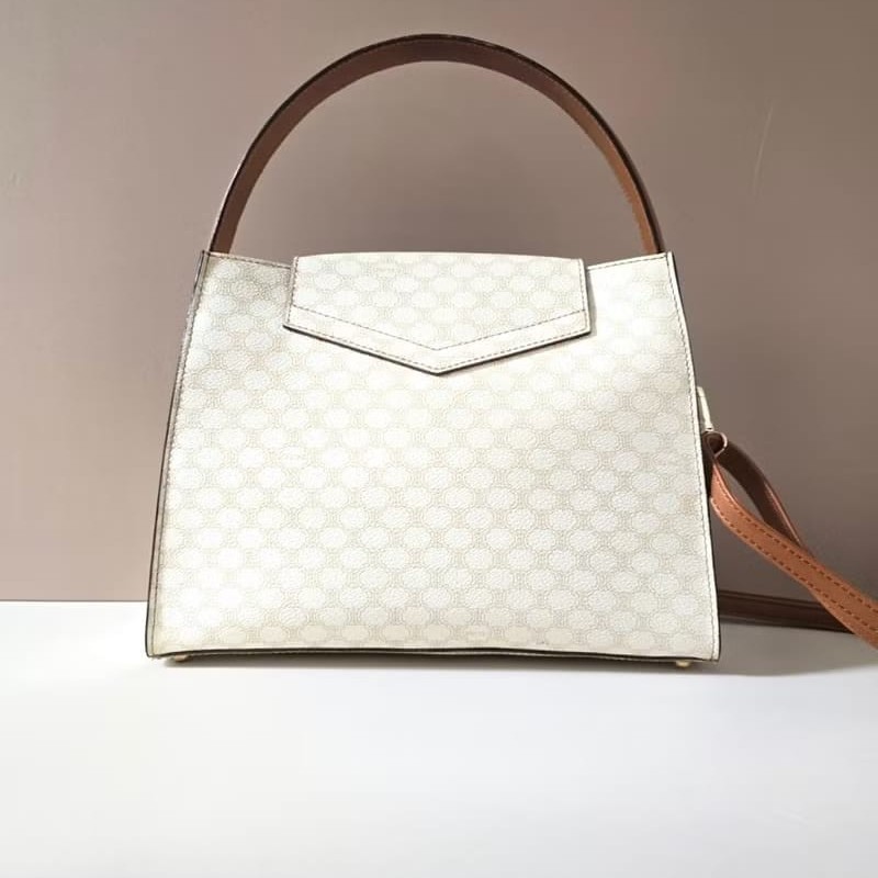 【LA LUNE】中古包 Celine白色老花凱莉包 單肩包 側背包 斜背包 古董二手包-6