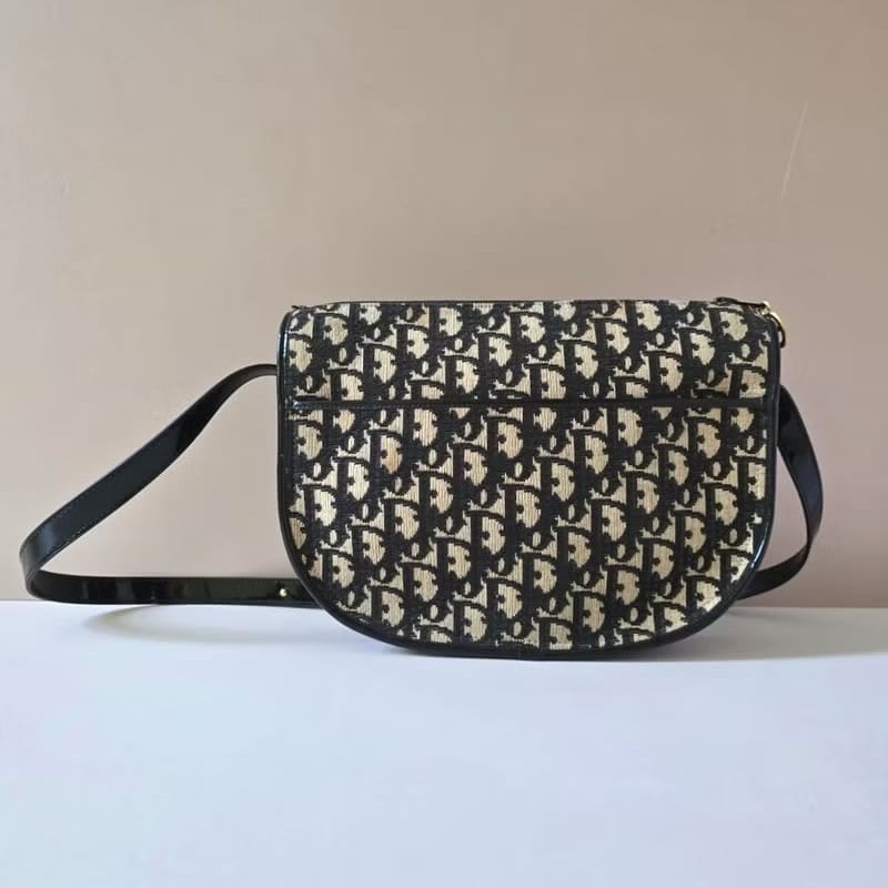 【LA LUNE】中古包 Dior黑色老花馬鞍半月包 單肩包 側背包 斜背包 古董二手-3