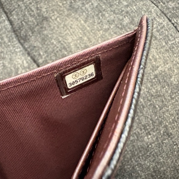 香奈兒經典三折短夾荔枝皮銀扣-7