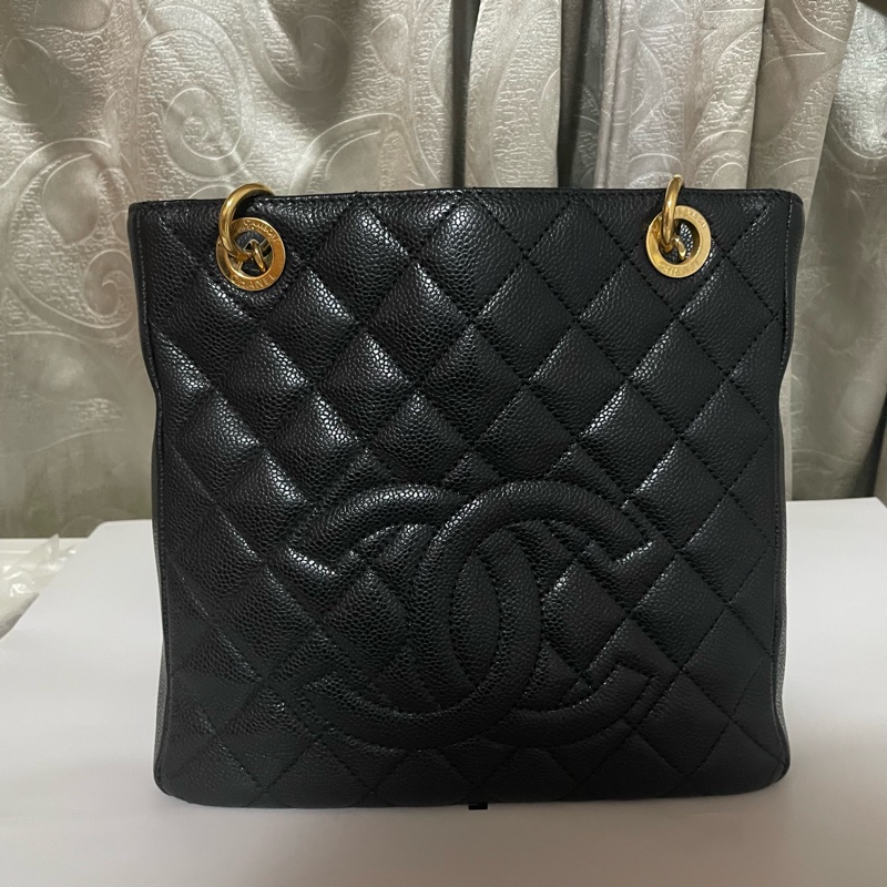 Chanel 香奈兒 PST 14開 中古 托特包 荔枝牛皮黑色-0