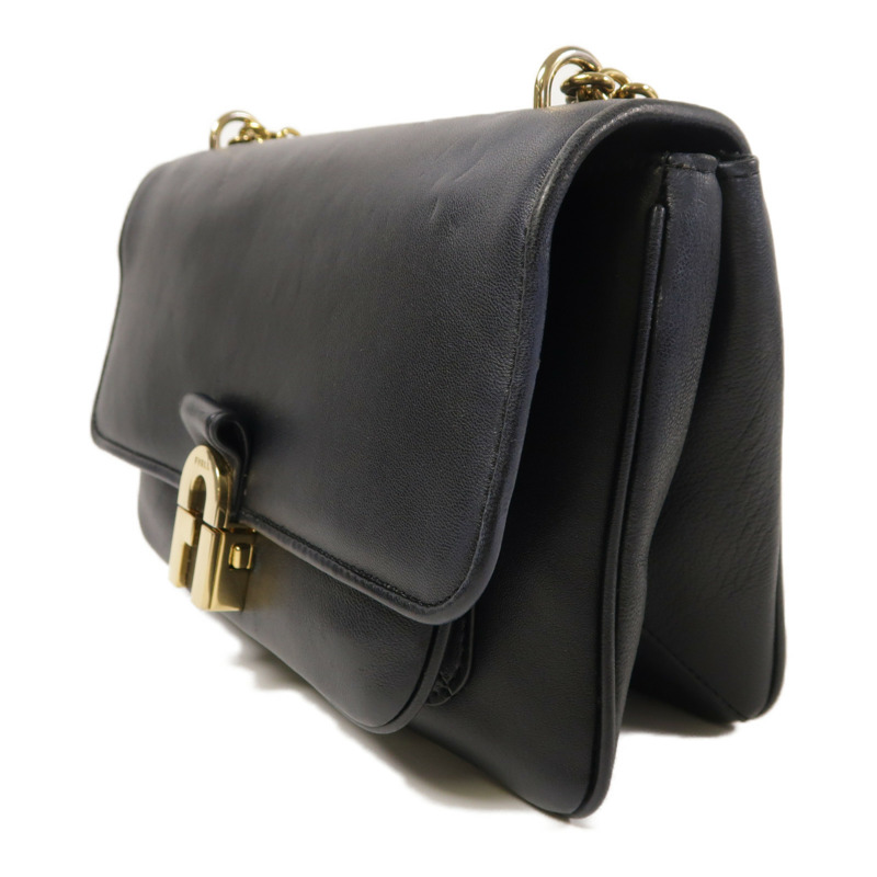 Furla 牛皮皮革Chain Shoulder金扣鏈帶肩背袋-2