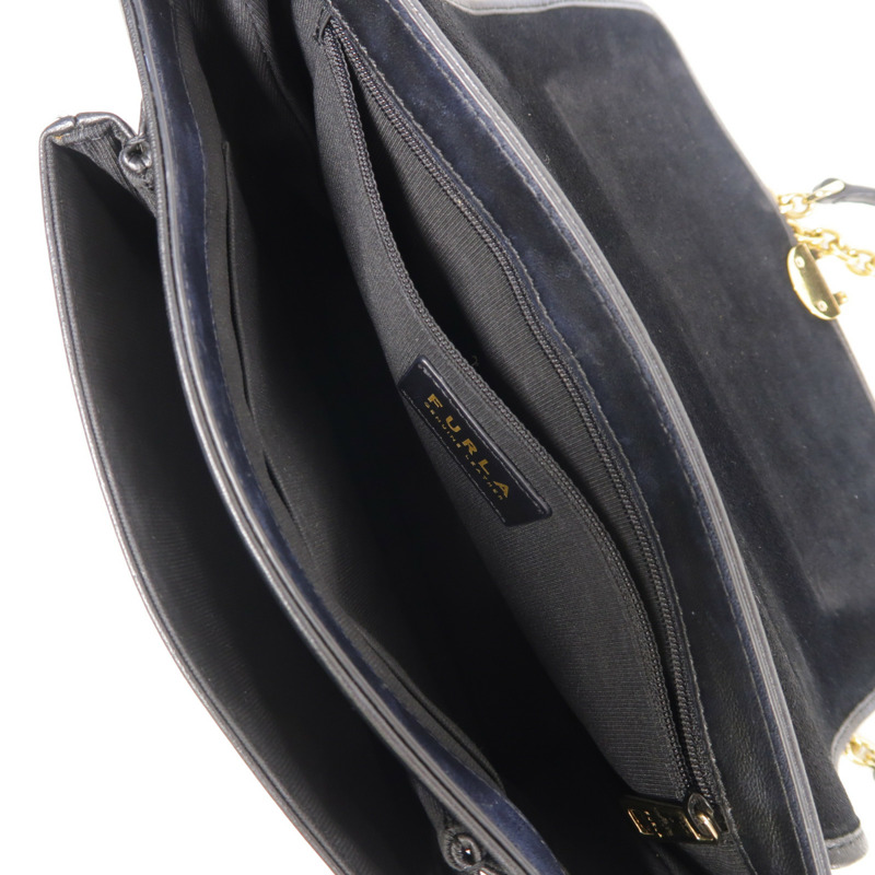 Furla 牛皮皮革Chain Shoulder金扣鏈帶肩背袋-4