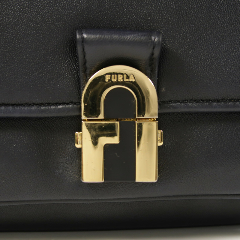 Furla 牛皮皮革Chain Shoulder金扣鏈帶肩背袋-7