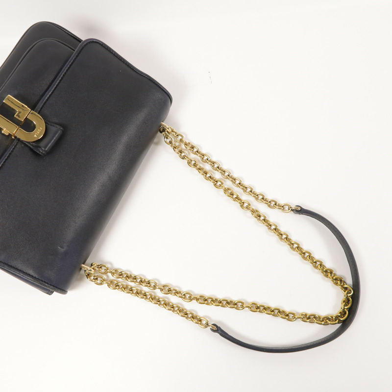 Furla 牛皮皮革Chain Shoulder金扣鏈帶肩背袋-8