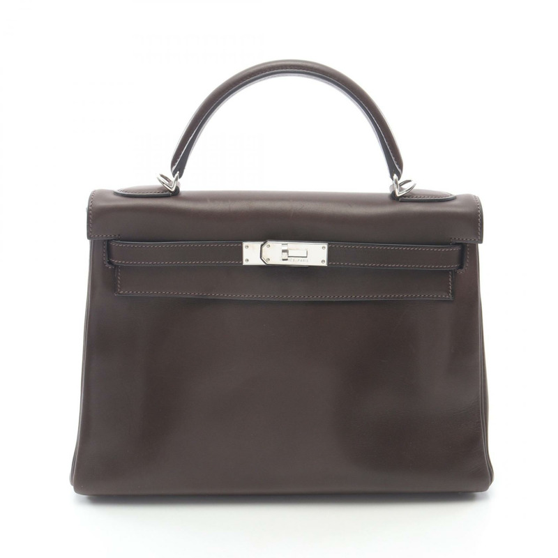 HERMES Kelly 32 肩背包 Barenia 皮革 棕色 Evennes 二手 女款 H SHW-0