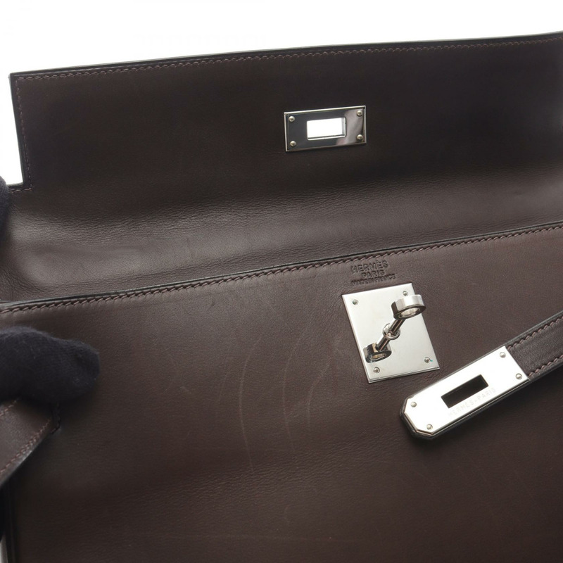 HERMES Kelly 32 肩背包 Barenia 皮革 棕色 Evennes 二手 女款 H SHW-12