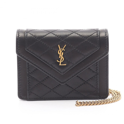 SAINT LAURENT PARIS Gabby 微型鏈條單肩包 685612 皮革 黑色 二手 GHW