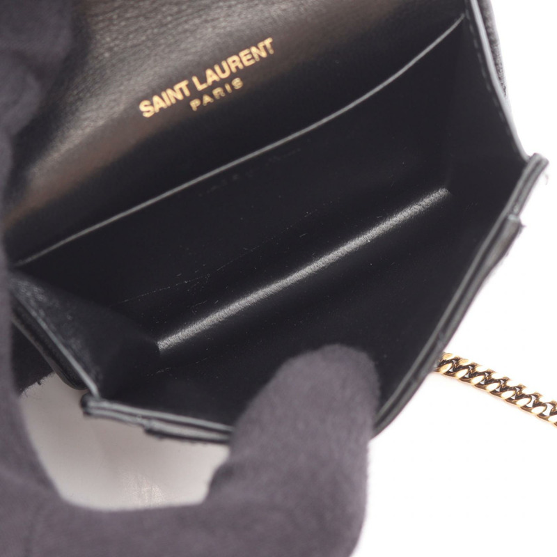 SAINT LAURENT PARIS Gabby 微型鏈條單肩包 685612 皮革 黑色 二手 GHW-2
