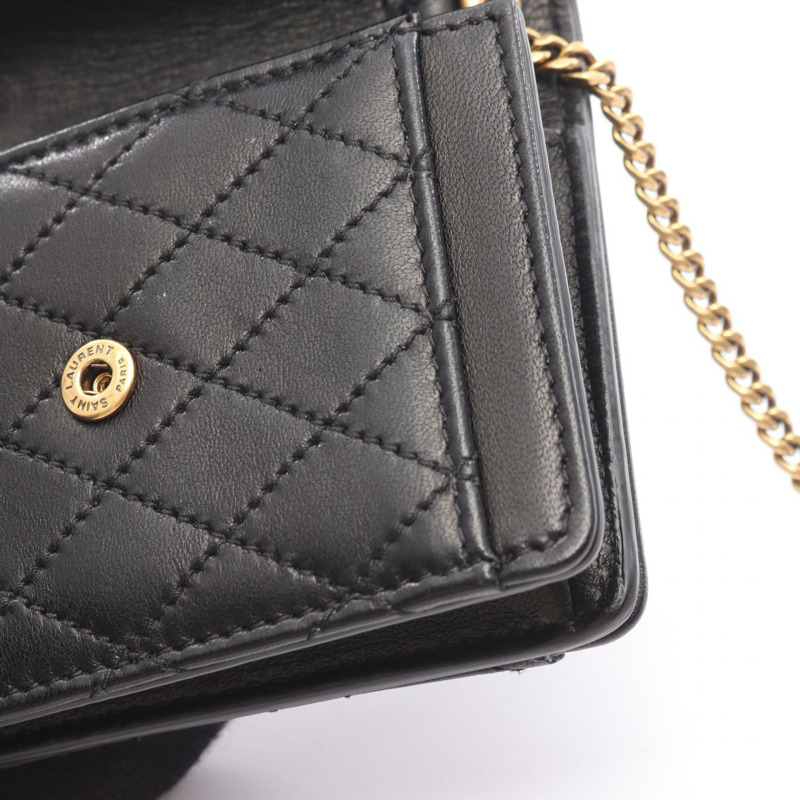 SAINT LAURENT PARIS Gabby 微型鏈條單肩包 685612 皮革 黑色 二手 GHW-6