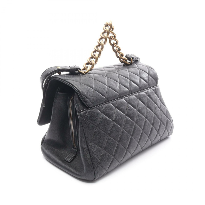 CHANEL Matelasse 鏈條單肩包 A93443 皮革 黑色 二手 女款 GHW CC-1