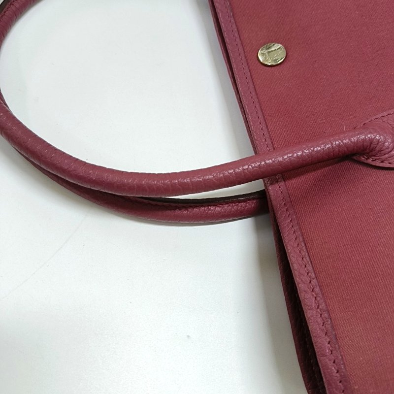 HERMÈS Garden Party 36 粉色帆布花園包手提包 銀色五金 框O刻-8