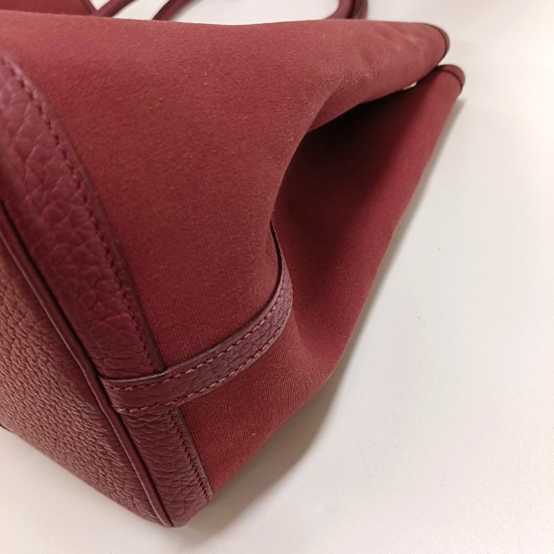 HERMÈS Garden Party 36 粉色帆布花園包手提包 銀色五金 框O刻-9