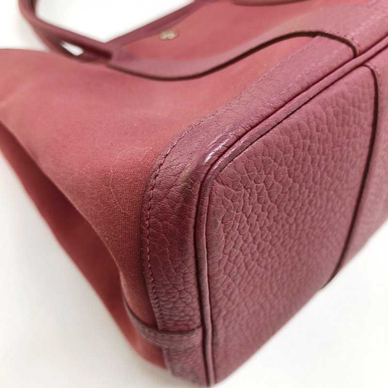HERMÈS Garden Party 36 粉色帆布花園包手提包 銀色五金 框O刻-12