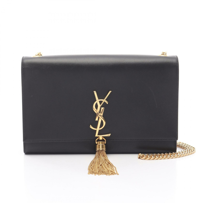 SAINT LAURENT PARIS Kate Monogram 鏈條單肩包 皮革 黑色 二手 女款-0