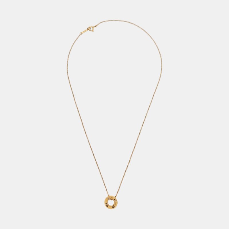 TIFFANY & CO. Atlas 玫瑰金色18K玫瑰金鑽石鑲嵌羅馬文項鍊 長度42cm-2