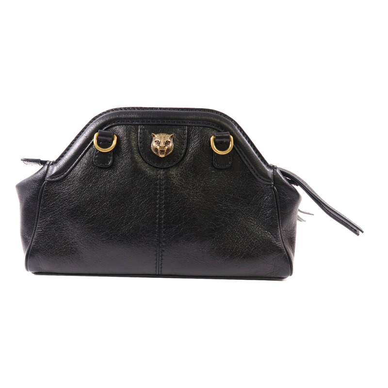 GUCCI 牛皮皮革Shoulder Bag金扣肩背袋黑色-1