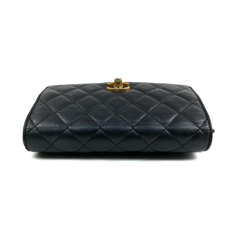 △ Chanel 香奈兒 Deep Gray Blue Caviar Skin Gold Tone Metal Chain On Wallet 深灰藍色粒紋小牛皮金色金屬鏈條銀包 -257014533-5