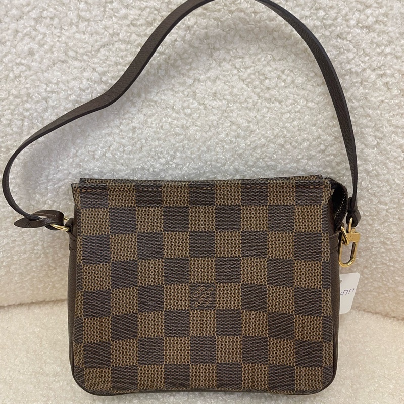 LV路易威登中古款棕棋盤格方胖子單肩腋下包!-14