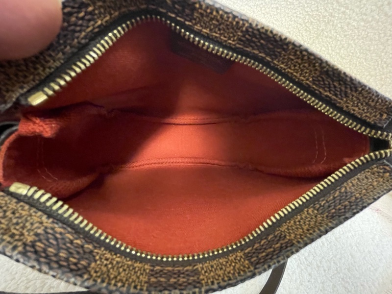 LV路易威登中古款棕棋盤格方胖子單肩腋下包!-17