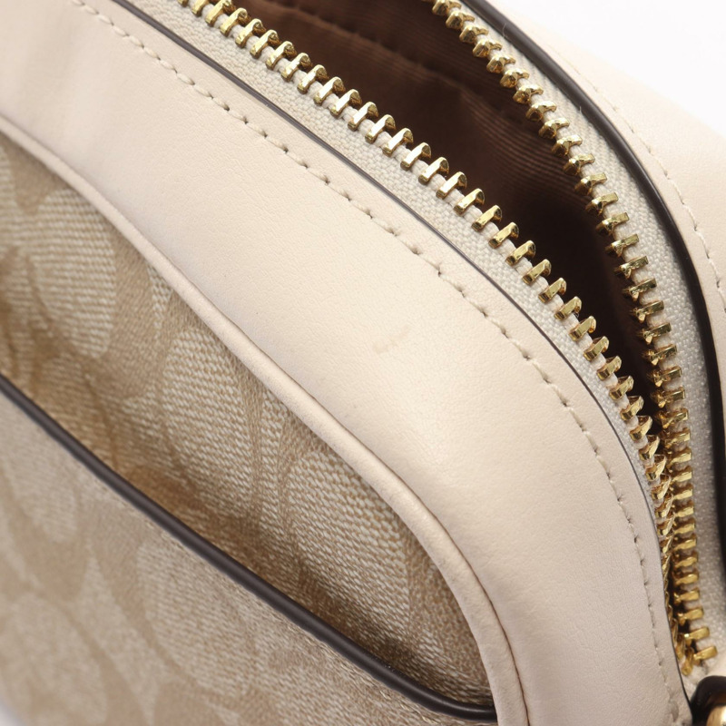 COACH 迷你 Jamie 相機簽名單肩包 J23661 帆布皮革米色二手-6