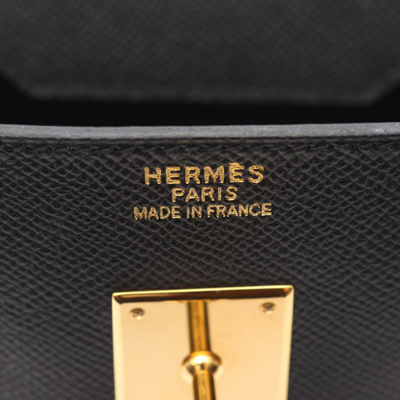 HERMES Birkin 35 手提包 Epsom 皮革 黑色 二手 女士 GHW L-3