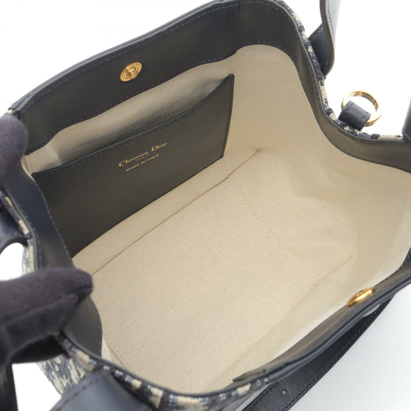 Dior Signature 小號斜背包水桶包 M2840UT 帆布皮革海軍藍米色新品-2