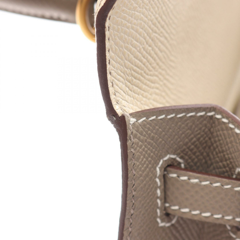 HERMES Kelly 25 單肩包 Epsom 皮革 米色灰色瀝青 二手 B GHW-6