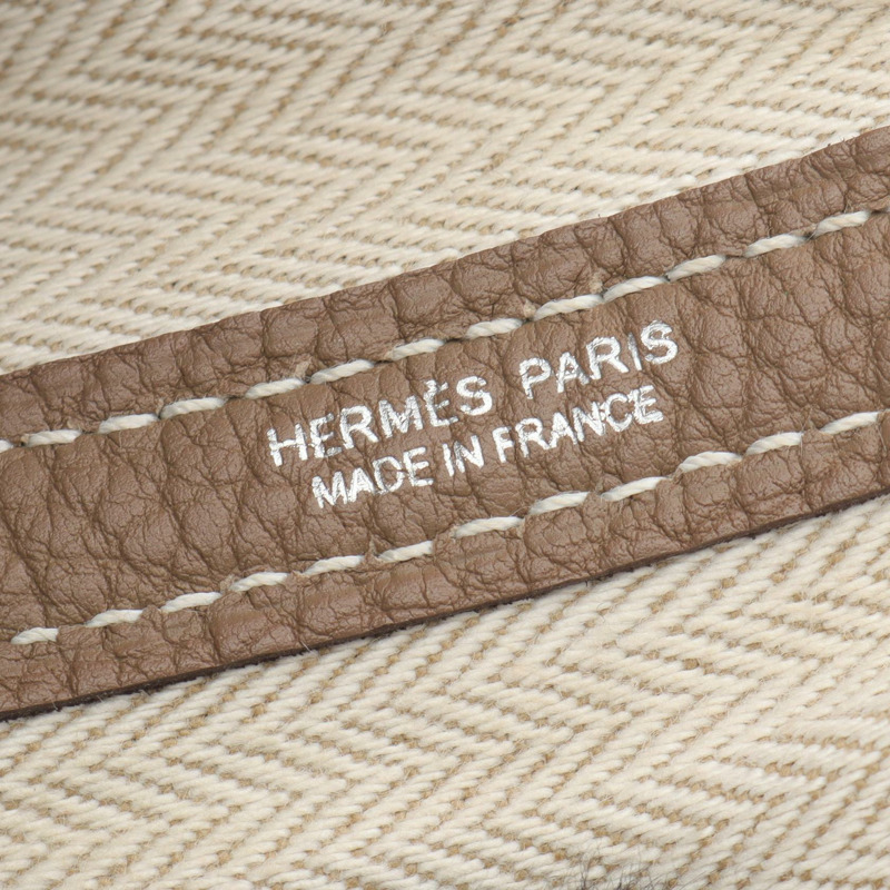 HERMES Garden party PM 手提包 Negonda 皮革 棕色 Etoupe 灰色 二手 SHW Y-3