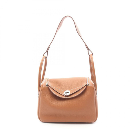 HERMES Lindy 26 肩背包 Clemence 皮革 棕色 金色 二手 女款 B SHW
