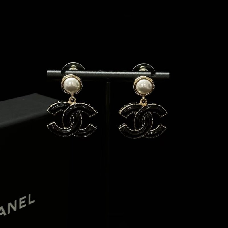 CHANEL 23k琺瑯黑耳釘 全新閒置配件盒子-0