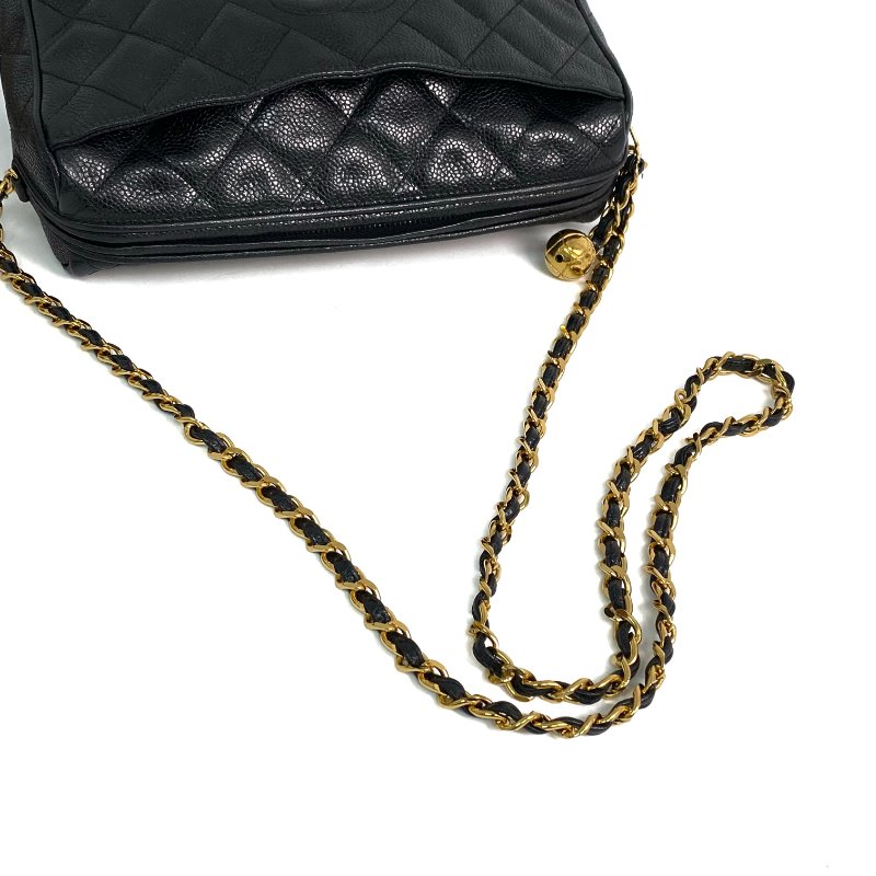 △ Chanel 香奈兒 Black Caviar Skin Gold Tone Metal Chain Shoulder Bag No.3 黑色粒紋小牛皮金色金屬鎖鏈肩背袋No.3 - 257017466-9