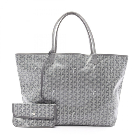 GOYARD Saint Louis GM 手袋 PVC 塗佈帆布皮革 灰白色 二手 女士