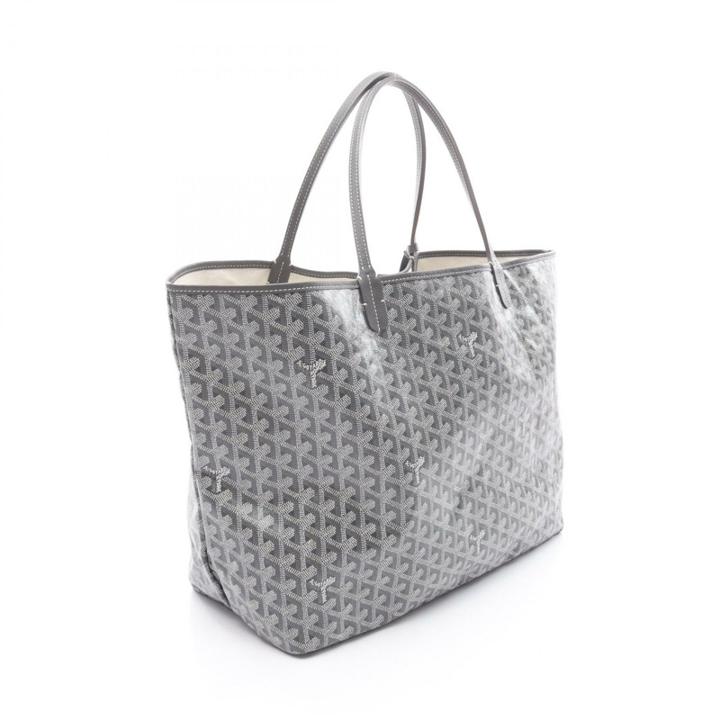 GOYARD Saint Louis GM 手袋 PVC 塗佈帆布皮革 灰白色 二手 女士-1