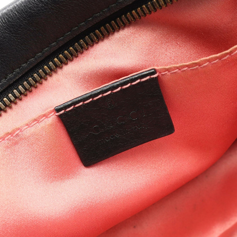 GUCCI GG Marmont 鏈條單肩包 447632 皮革 黑色 白色 二手斜背包-3