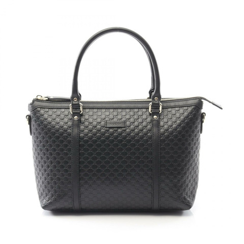 GUCCI 微型 Guccissima 托特包 449656 皮革 黑色 二手 女士