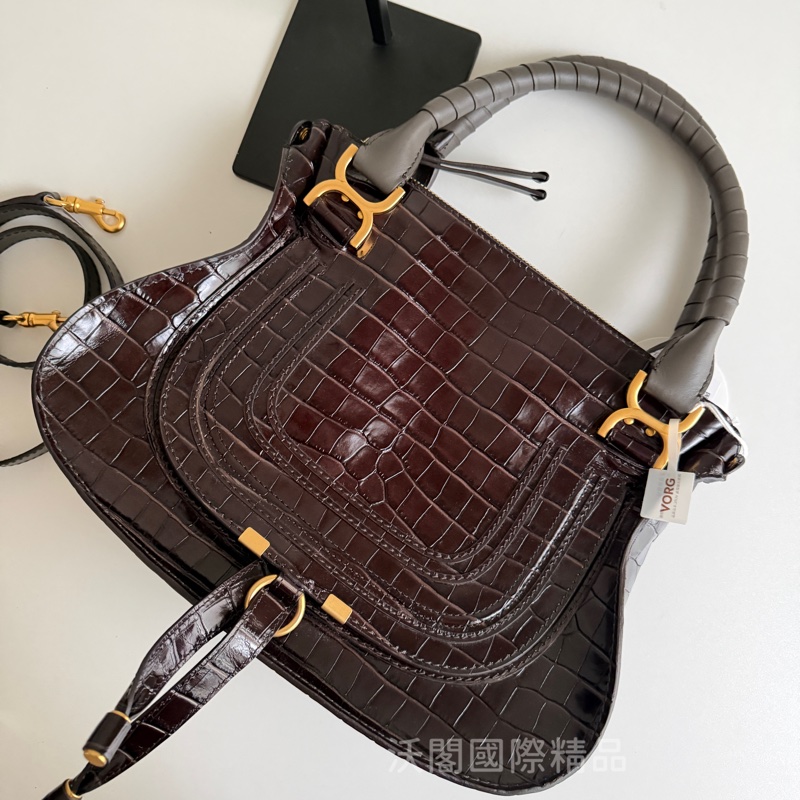 CHLOE鱷魚壓紋牛皮革馬鞍包-20