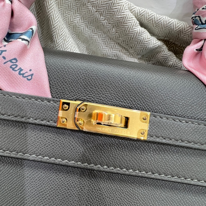 未使用品Hermes Kelly 25 石墨灰 金扣 Madame皮 Z刻 大全套-1