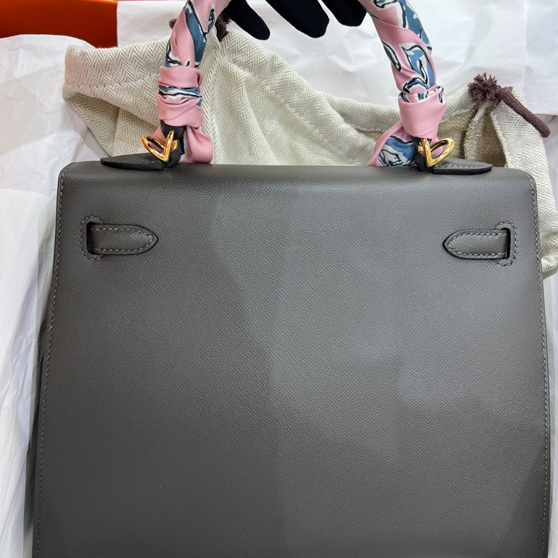 未使用品Hermes Kelly 25 石墨灰 金扣 Madame皮 Z刻 大全套-3