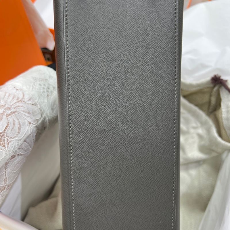 未使用品Hermes Kelly 25 石墨灰 金扣 Madame皮 Z刻 大全套-8
