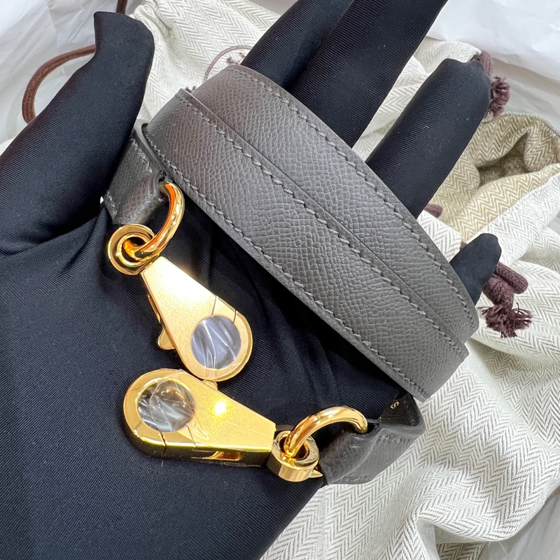 未使用品Hermes Kelly 25 石墨灰 金扣 Madame皮 Z刻 大全套-10