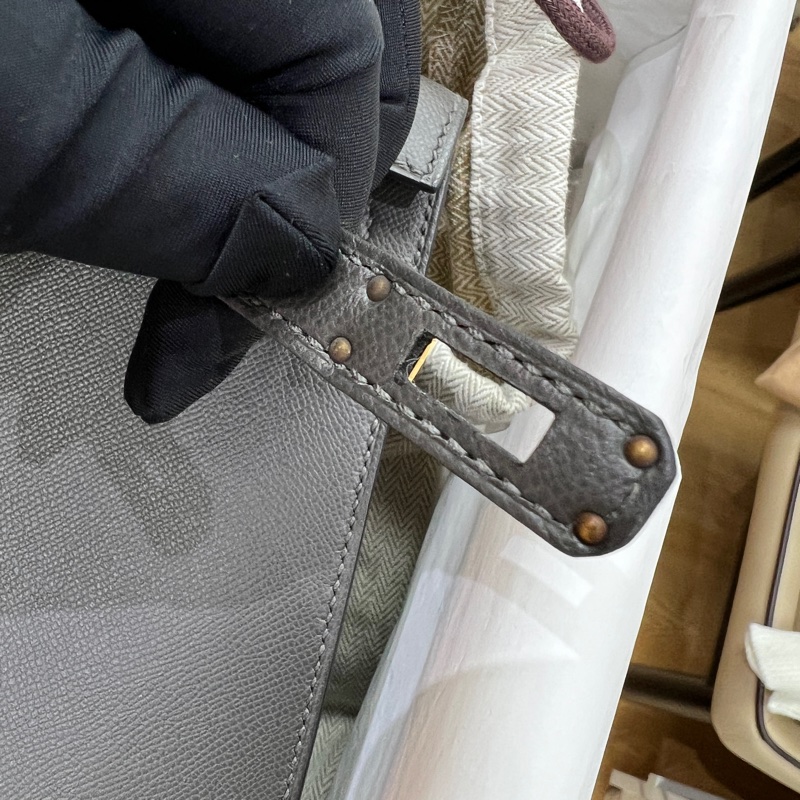 未使用品Hermes Kelly 25 石墨灰 金扣 Madame皮 Z刻 大全套-15