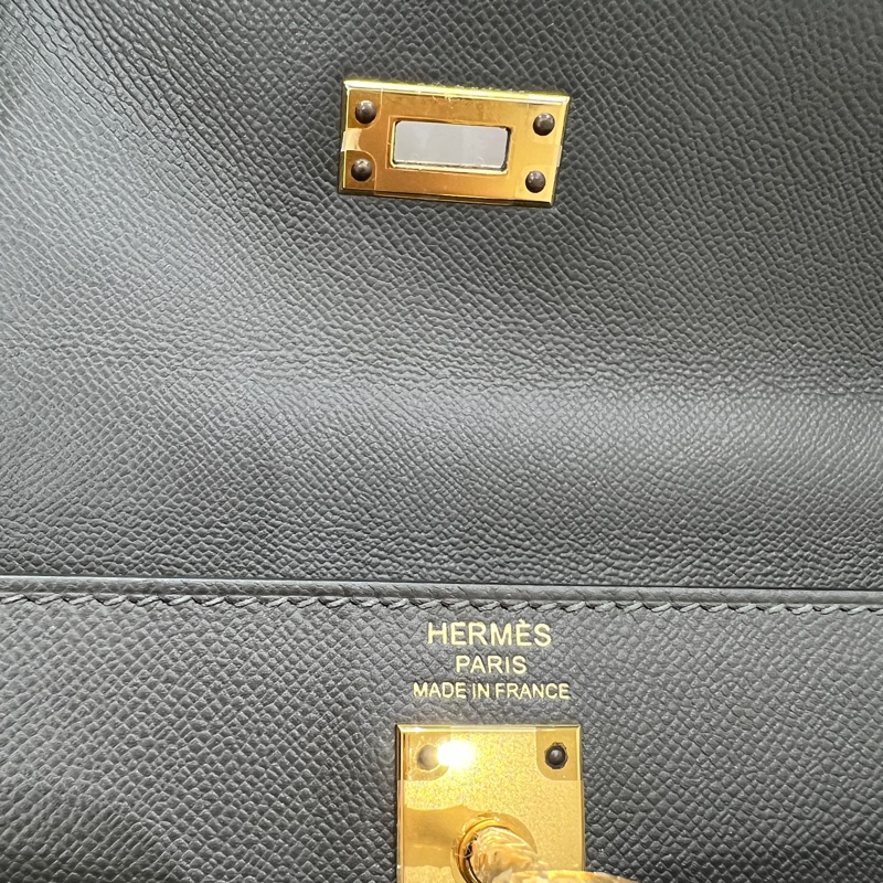 未使用品Hermes Kelly 25 石墨灰 金扣 Madame皮 Z刻 大全套-16