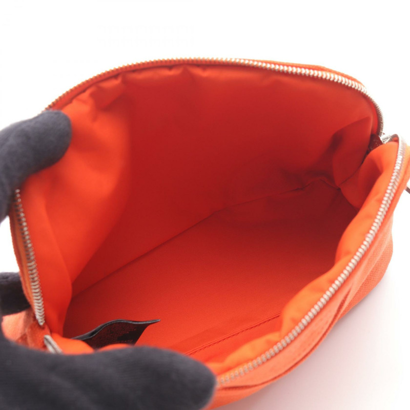 HERMES Bolide 20 號手拿包 帆布 皮革 橘色 棕色 Feu 二手 女款 SHW-2