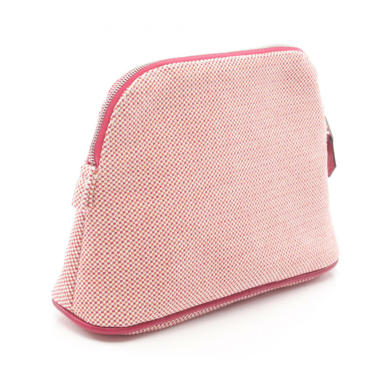 HERMES Bolide Crazy H 手拿包 帆布 皮革 粉紅色 橘色 Framboise 二手 女款 SHW-1