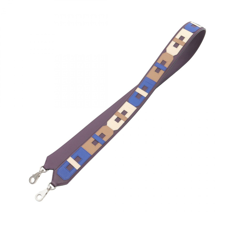 HERMES Bandouliere Sangle 長肩帶 Epsom Swift 皮革 紫色 藍色 U-1