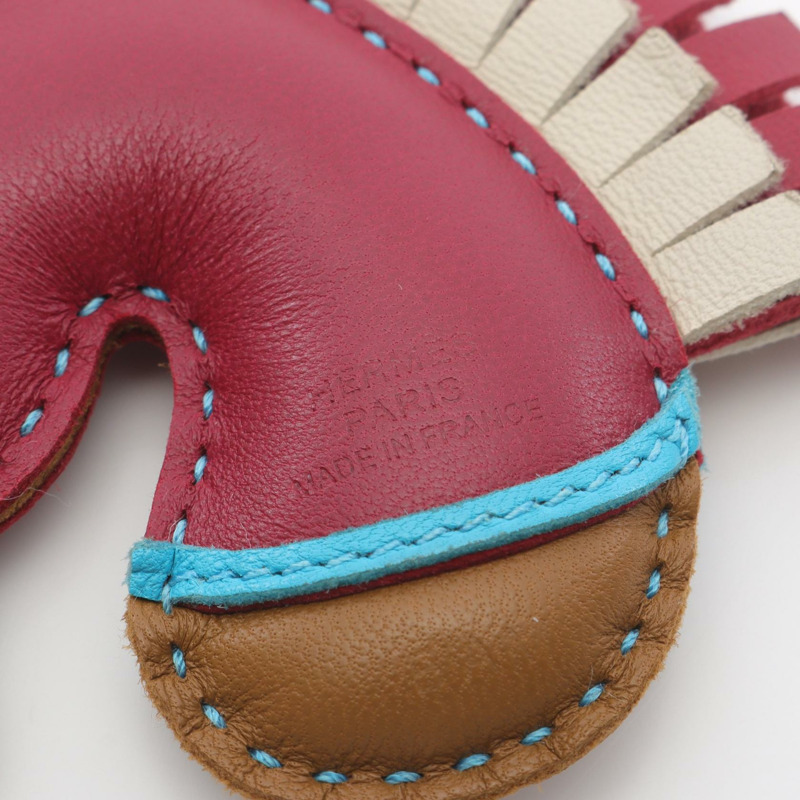 HERMES Geegee Camail 包飾 Agneau milo 皮革 波爾多 多色 二手 B-2