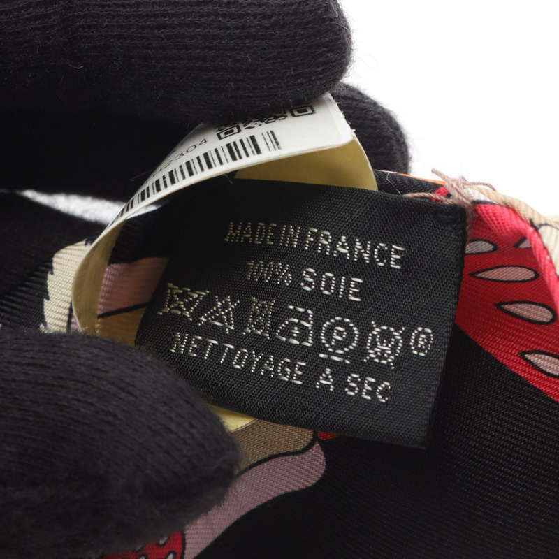 HERMES Twilly Charm Patisserie Francaise 圍巾 絲綢 黑色 多色 二手 女士-2